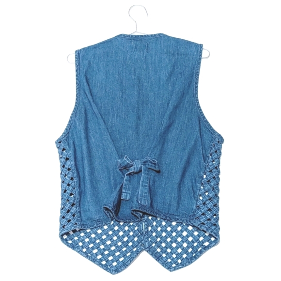 Vintage | Speed Limit MPH | Denim Vest | Tie Back | Wooden Button Closures - Picture 4 of 5